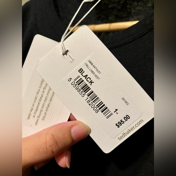 NWT Ted Baker London Kathley Ruffle Cotton & Linen Slub Top size 1 - Picture 4 of 9